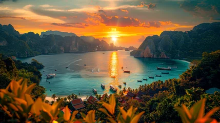 Papier Peint photo Coucher de soleil sur la plage Explore the Stunning Landscapes of Thailand: Serene Lakes, Majestic Rivers, and Picturesque Mountains Await in this Tourist Paradise