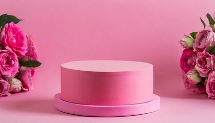  round cylinder pink platform podium