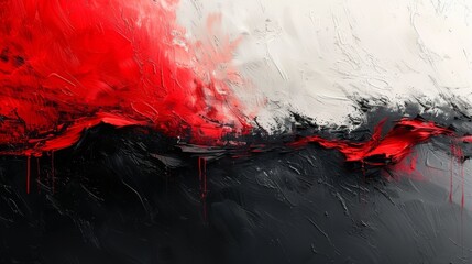 Abstract brush painting in black and red