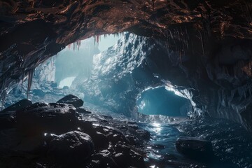 A mysterious underground world decorated with stunning mineral formations and whispers of ancient...