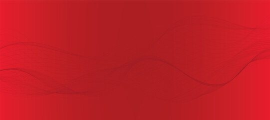 Vector abstract red background with dynamic red waves, lines and particles.	