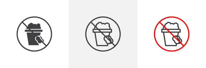 Cleaning Bucket With Sponge Sign Isolated Line Icon Style Design. Simple Vector Illustration