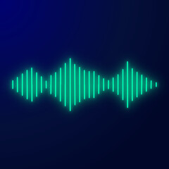 Neon sign. Green soundwave. Stock vector illustration.