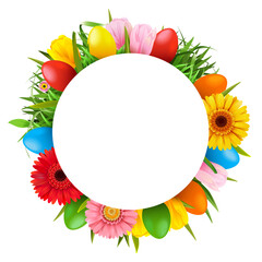 Vector Easter Round Frame with Gerbera
