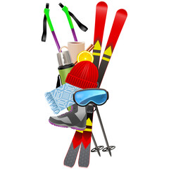 Vector Skiing Concept with Accessories