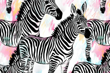 Fototapeta na wymiar animal seamless Zebra background hand painted Abstract striped