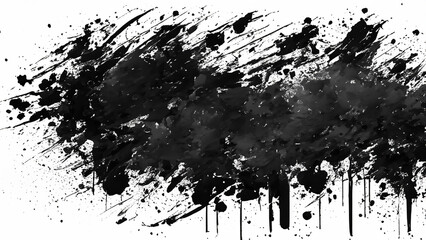 Dynamic Black Ink Splatter Black on White Background