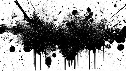 Abstract Ink Explosion Black on White PNG Transparent Isolated