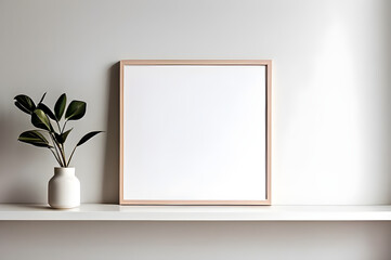 frame and vase at white wall