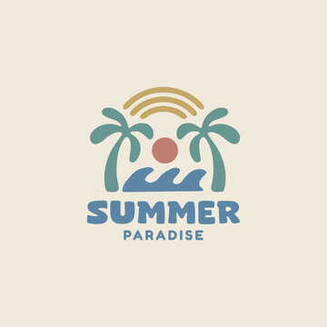 Vintage summer logo design template for surf club, surf shop, surf merch.