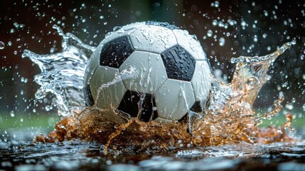 Soccer Ball Splashing in Water