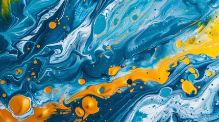 Blue liquid paint with gold mineral luxury ink on seamless rainbow stone water background pattern