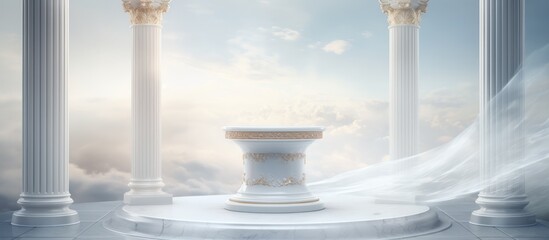 Elegant pedestal and showcase on a beautiful background.