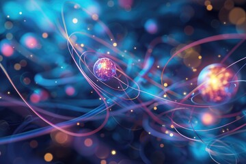 quantum teleportation enabled by entangled particles - obrazy, fototapety, plakaty