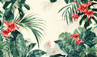 tropical leaves , tropical jungle landscape , texture background wallpaper