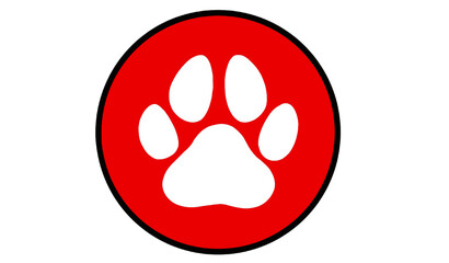 huella de perro en circulo rojo
