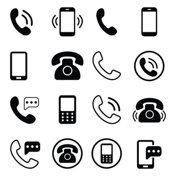 phone icon set, Telephone call sign, Contact us, Vector illustration