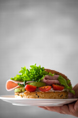 Sandwich with salad with ham