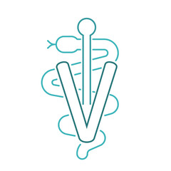 Veterinary symbol. Caduceus snake with stick. Vector illustration - 758257060