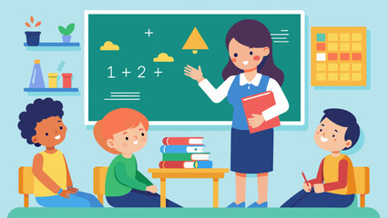Math lesson teacher vector illustration