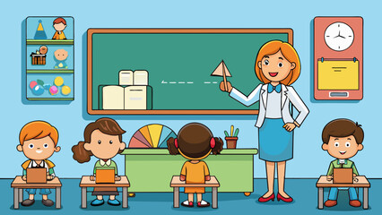 Math lesson teacher vector illustration