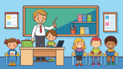 Math lesson teacher vector illustration