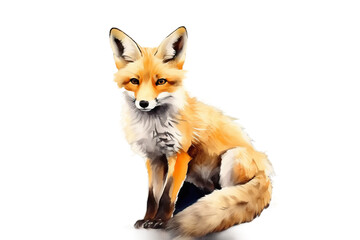 Obraz premium ground watercolor fox a painting sitting