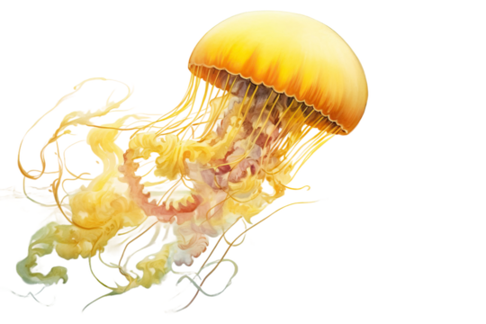jellyfish A ocean yellow swimming watercolor