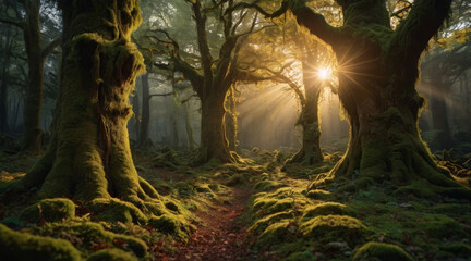 sunrise in the forest