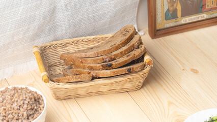 Holy Week, End, Palm Sunday, Good Friday, Easter Sunday Concept. Orthodox food in Great Christian...