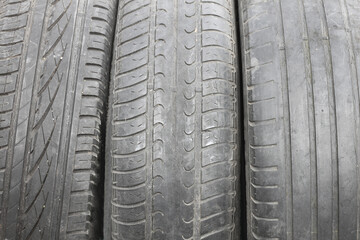 old worn damaged tires isolated on white background - 758260000
