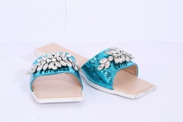 Picture of women flat chappal. Ladies' Flat Slippers are so easy to style and versatile that a...