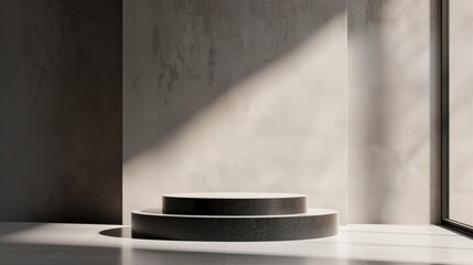 Elegant Minimalist Display Podium, Sunlit Modern Interior