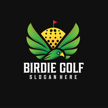 birdie bird golf logo design with editable vector file.eps