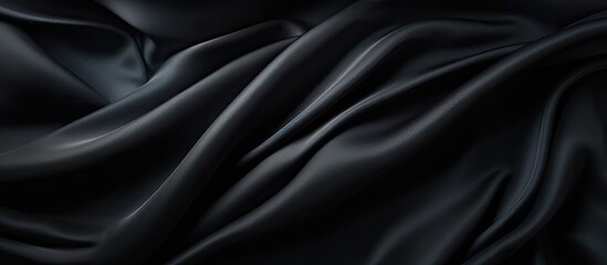 Obraz premium A closeup shot captures the liquidlike waves of a black satin fabric, resembling electric blue petals. The pattern creates tints and shades with a hint of silk, perfect for flash photography