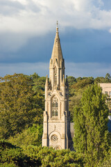 St Stephen's church tower in Bournemouth cityscape, Dorset, UK