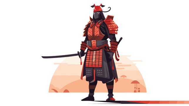 A samurai warrior in traditional armor standing pro