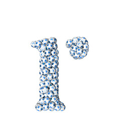 Symbols made from blue soccer balls. letter r
