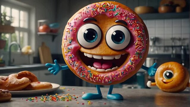cute cartoon donut with eyes