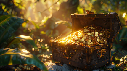 Treasure Chest Full of Gold Background