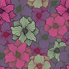 Creative marigold flower repeating pattern. Organic bouquet background. Marigold
