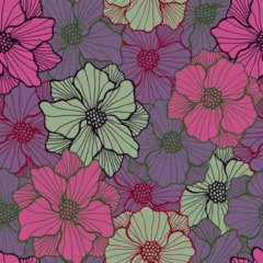 Poster Creative marigold flower repeating pattern. Organic bouquet background. Marigold © SunwArt