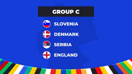 Fotobehang Lengtemeter Group C of the European football tournament in Germany 2024! Group stage of European soccer competitions in Germany