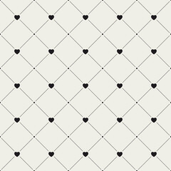 Heart seamless pattern. Repeating hearts background. Modern gray texture. Repeated small symbol love for design prints. Contemporary monocrome printed. Repeat stylish printing. Vector illustration