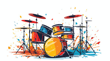 A set of drums with vibrant colors and drumsticks r - obrazy, fototapety, plakaty