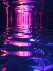 Gloomy fluorescent backdrop with beams and stripes. Reflection of nocturnal scenery in liquid fluorescent glow. Abstract dim picture upright stripes. 3d graphic.