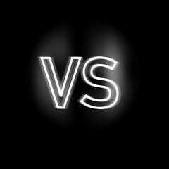 VS Versus Battle , fight  headline black background icon logo; Glowing light neon