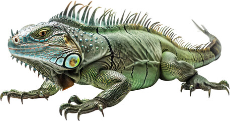 Fototapeta premium Green Iguana - Transparent background, Cut out