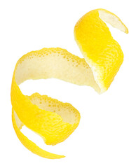 Fresh lemon skin or lemon zest isolated on a white background. Peel of citrus twist. - 758269664