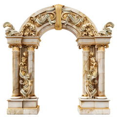 Money-adorned archway symbolizing entry into a world - Transparent background, Cut out
